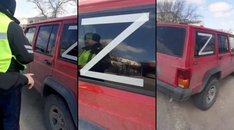 Изображение 1 для В Актау оштрафовали водителя авто с наклейкой «Z»