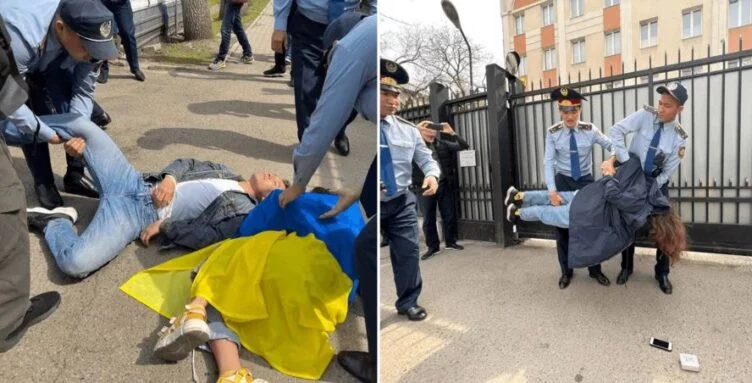Изображение 1 для Участников акции памяти жертв резни в Буче задержали в Алматы