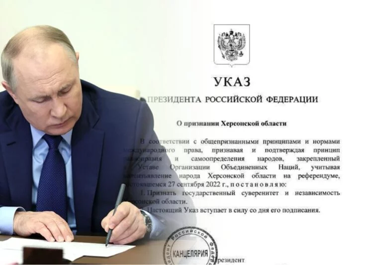 Путин Запорожье және Херсон облыстарын тәуелсіз деп таныды - изображение 1
