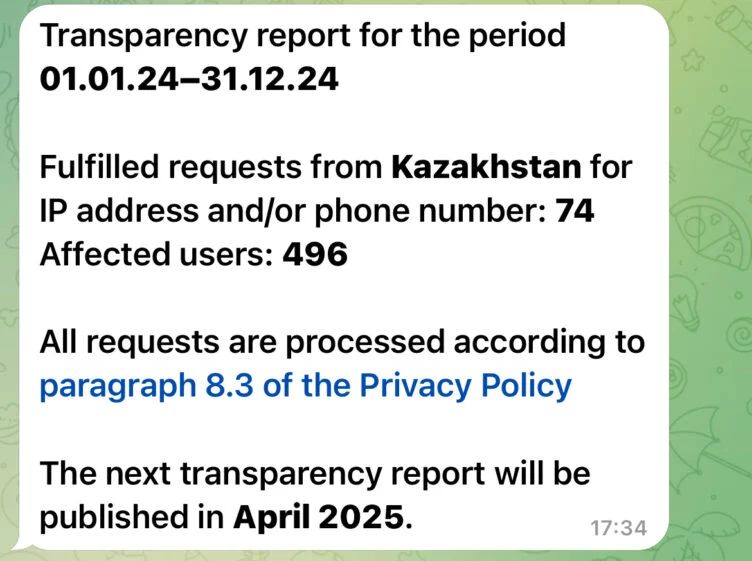 Данные 74 пользователей передал Telegram силовикам Казахстана - изображение 1