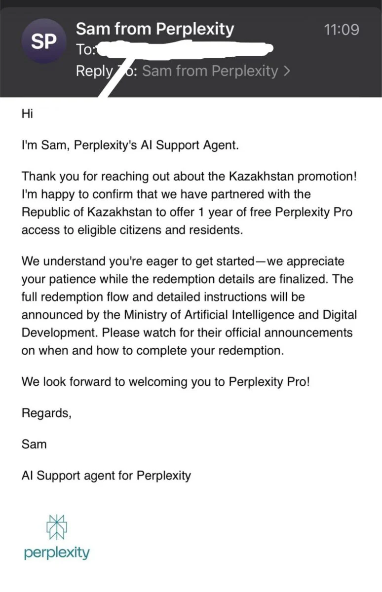 Изображение 2 для Казахстан остался без обещанного бесплатного Perplexity Pro