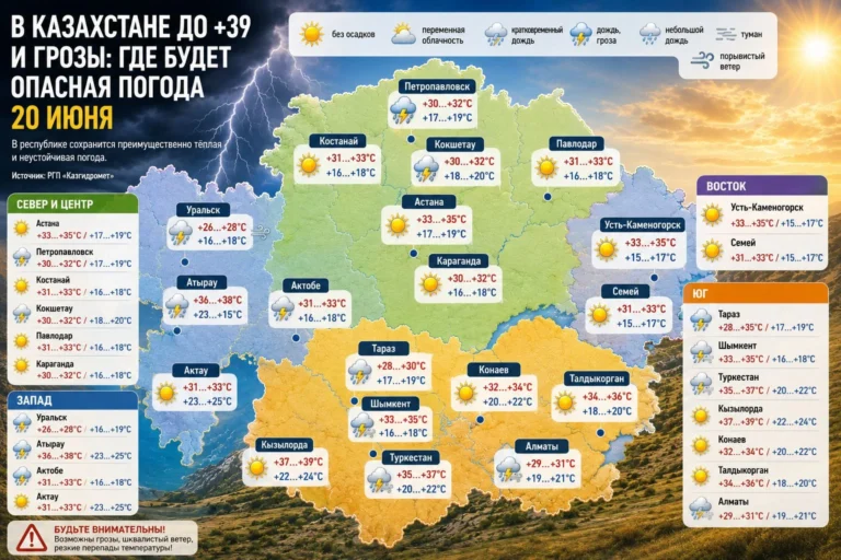 В Казахстане до +39 и грозы: где будет опасная погода 20 июня - изображение 1