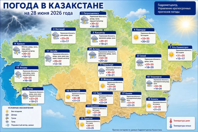 Погода в Казахстане 28 июня: жара до +41 и град - изображение 1