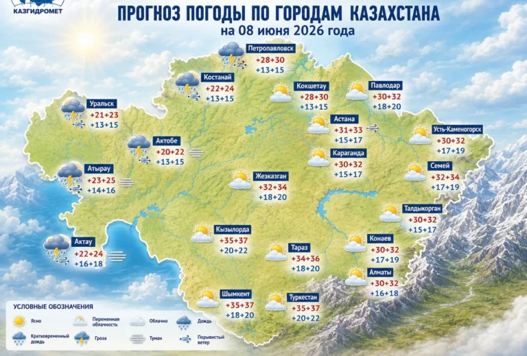 Погода в Казахстане: жара до +37 и грозы на севере - изображение 1