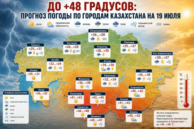 До +48 градусов: синоптики рассказали, где в Казахстане будет самая сильная жара 19 июля - изображение 1