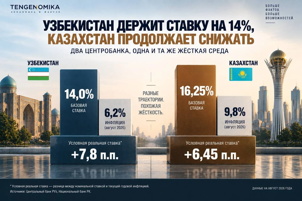 Изображение 2 для Основная ставка держится полтора года на уровне 14% в Узбекистане